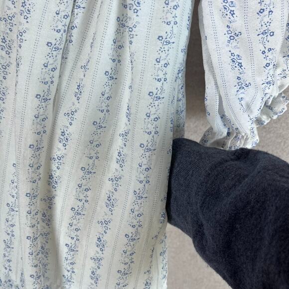 Polagram Womens Cottagecore Tiered Midi Dress Size M Micro Floral Picnic Peasant - Picture 6 of 15